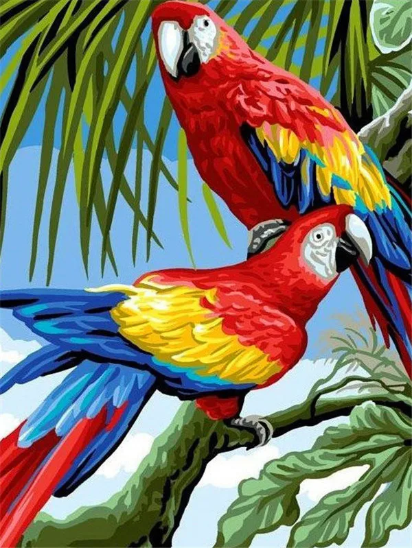 Scarlet Macaws in Palms
