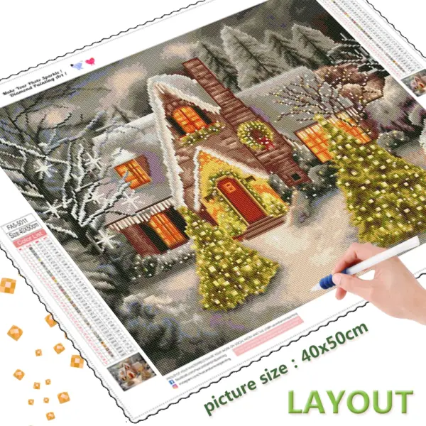 HUACAN Diamond Painting Kit – Winter Pine Forest – photo 3