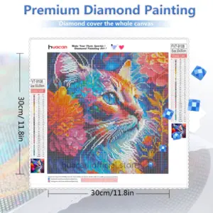 HUACAN Diamond Painting Kit – Playful Cat – photo 2