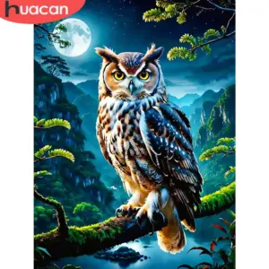 HUACAN Diamond Painting Kit – Forest Owl