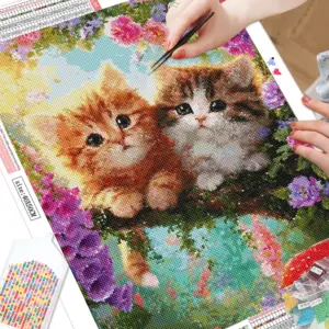 HUACAN Diamond Painting Kit – Cat & Lavender – photo 2