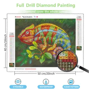 HUACAN Diamond Painting Kit – Rainbow Chameleon – photo 2