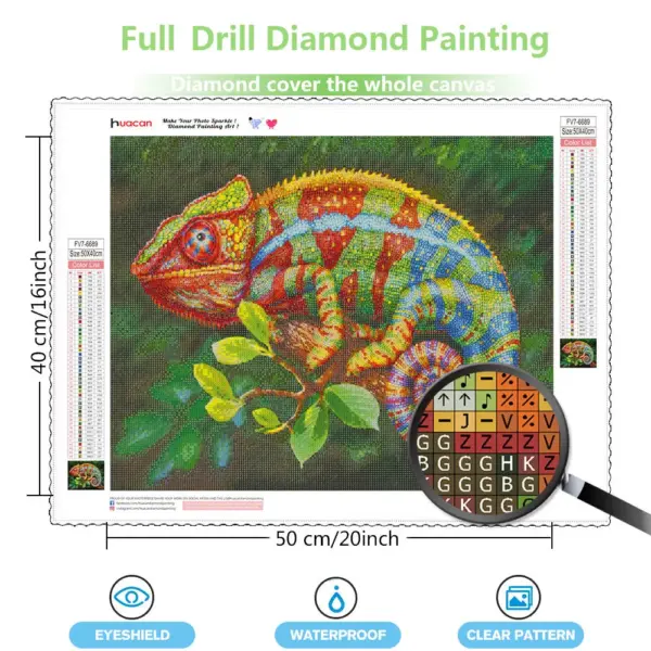 HUACAN Diamond Painting Kit – Rainbow Chameleon HUACAN Diamond Painting Kit – Rainbow Chameleon – photo 2
