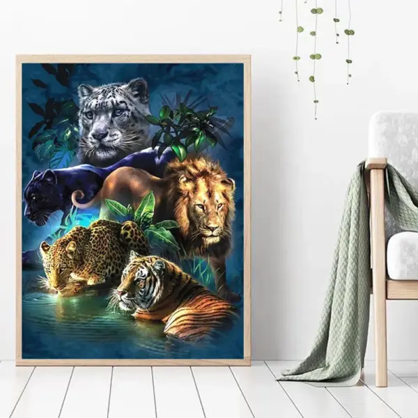 Kit Pintura com Diamantes HUACAN – Trio de Grandes Felinos – foto 4
