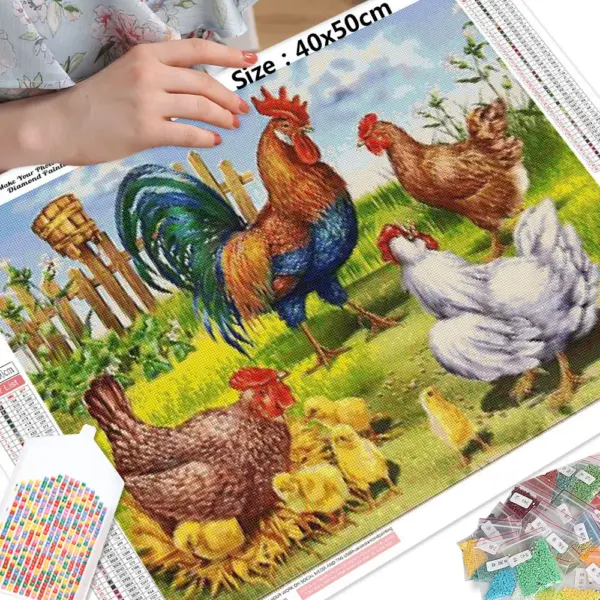 HUACAN Diamond Painting Kit – Farmhouse Rooster HUACAN Diamond Painting Kit – Farmhouse Rooster – photo 3
