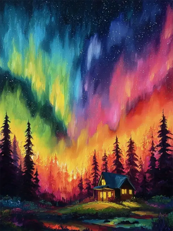 Aurora Cabin Night