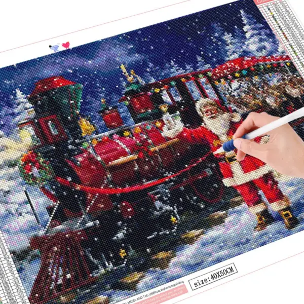 HUACAN Diamond Painting Kit – Santa Express Train Kit Pintura com Diamantes HUACAN – Trem do Papai Noel – foto 4