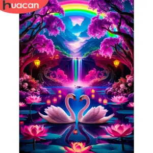 HUACAN Diamond Painting Kit – Lotus Swan