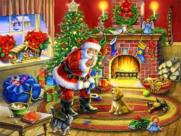 Santa Hushing the Puppy