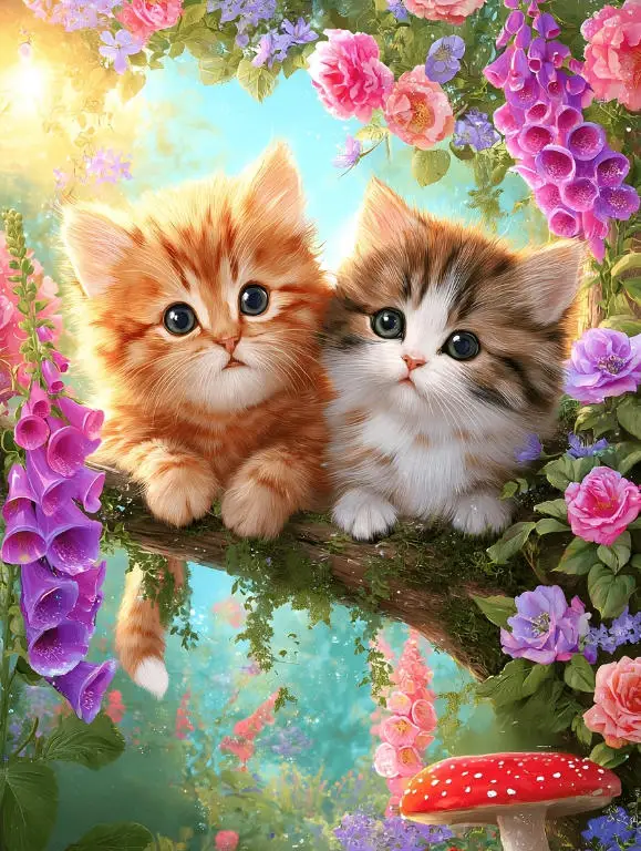 Kit Pintura con Diamantes HUACAN – Gato y Lavanda – foto 2