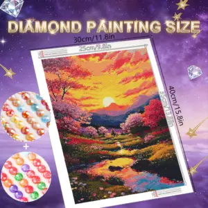 HUACAN Diamond Painting Kit – Sunset Mountain Forest – photo 2