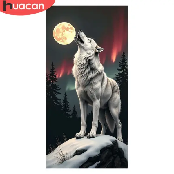 HUACAN Diamond Painting Kit – Moon Mountain Wolf HUACAN Diamond Painting Kit – Moon Mountain Wolf