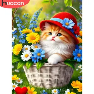 HUACAN Diamond Painting Kit – Daisy Cat