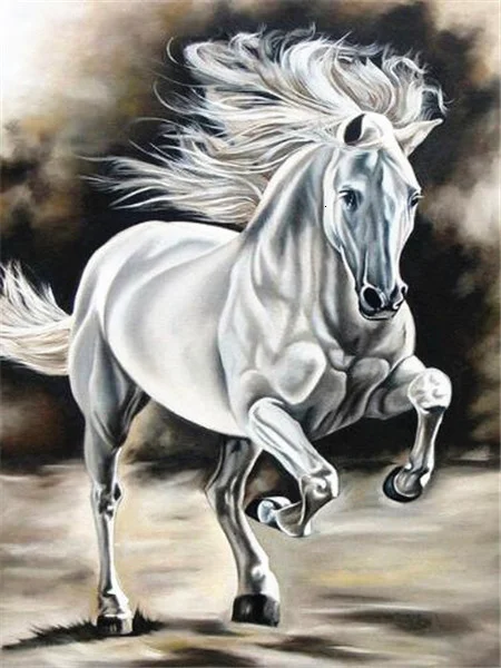 Galloping Grey Stallion