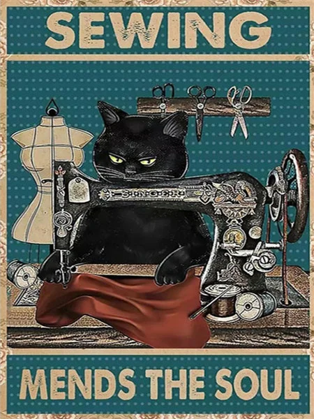 Cat at Sewing Machine
