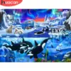 HUACAN Diamond Painting Kit – Arctic Penguin Kit Pintura con Diamantes HUACAN – Pingüino Ártico