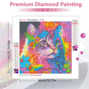 HUACAN Diamond Painting Kit – Pop Art Cat – photo 2