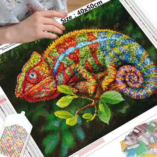 HUACAN Diamond Painting Kit – Rainbow Chameleon HUACAN Diamond Painting Kit – Rainbow Chameleon – photo 3