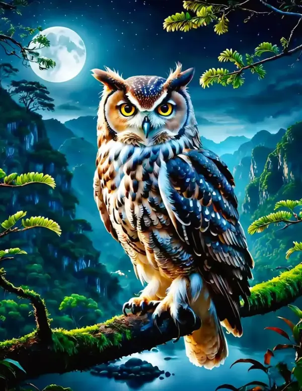 HUACAN Diamond Painting Kit – Forest Owl – photo 2