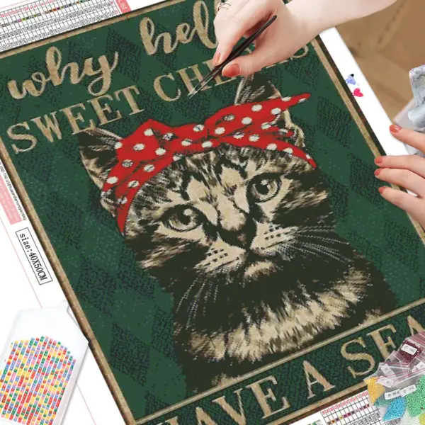 HUACAN Diamond Painting Kit – Kitty Typography – photo 3