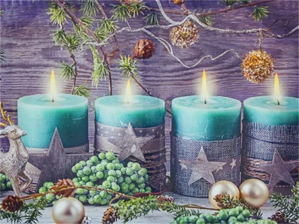 Teal Candles and Reindeer