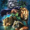 Kit Pintura com Diamantes HUACAN – Trio de Grandes Felinos – foto 2
