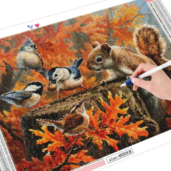 HUACAN Diamond Painting Kit – Autumn Squirrel Kit Pintura com Diamantes HUACAN – Esquilo de Outono – foto 3