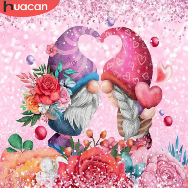 HUACAN Diamond Painting Kit – Santa Gnome Love