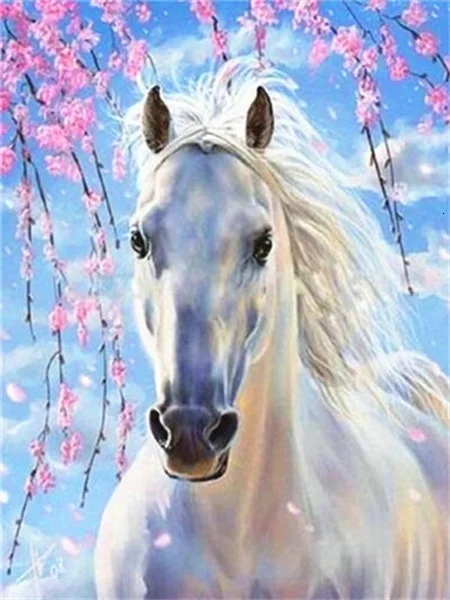 White Horse in Blossoms