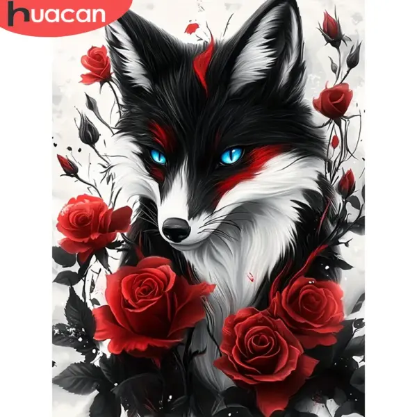 HUACAN Diamond Painting Kit – Rose Garden Fox HUACAN Diamond Painting Kit – Rose Garden Fox