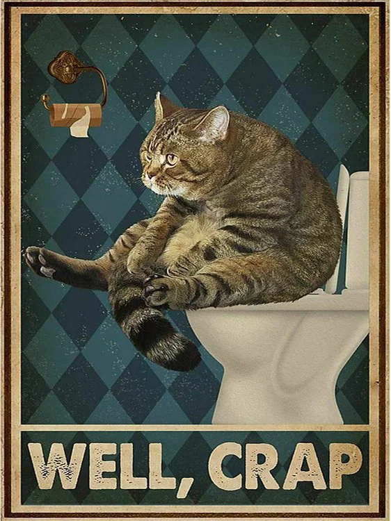 Tabby Cat on Toilet