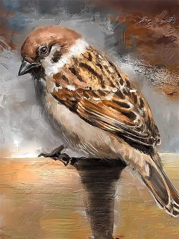 Painted Sparrow Portrait