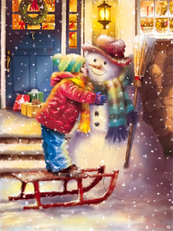 Snowman Hug at the Door