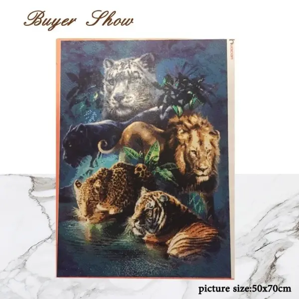 Kit Pintura com Diamantes HUACAN – Trio de Grandes Felinos – foto 2