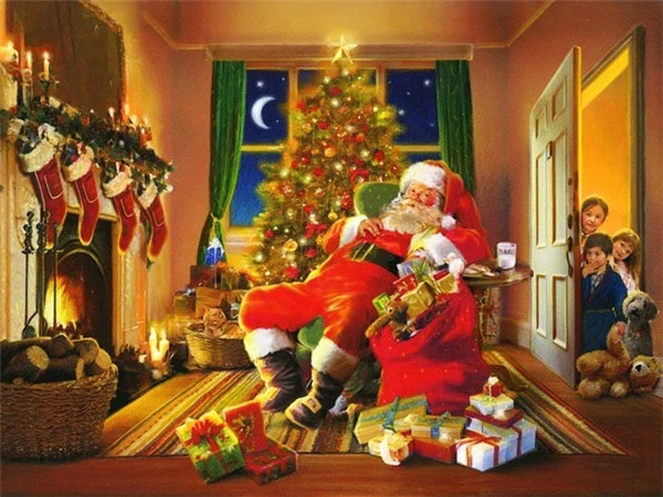 Santa Napping by the Tree