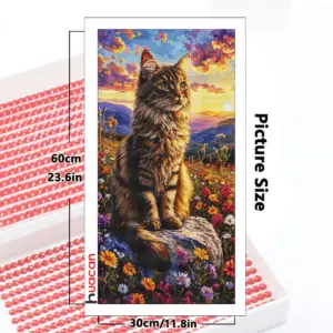 HUACAN Diamond Painting Kit – Cat Flower Fantasy – photo 2