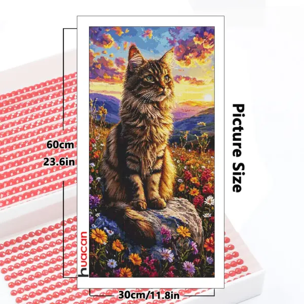 HUACAN Diamond Painting Kit – Cat Flower Fantasy – photo 2