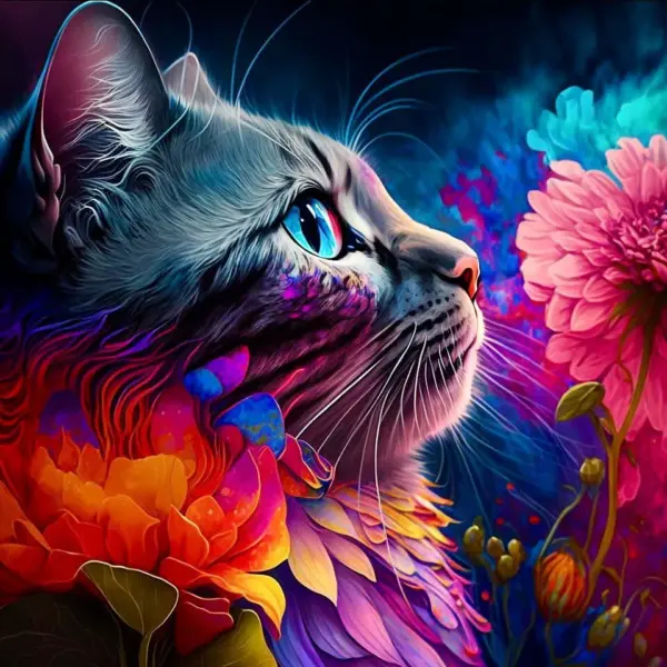 Rainbow-Lit Cat Profile