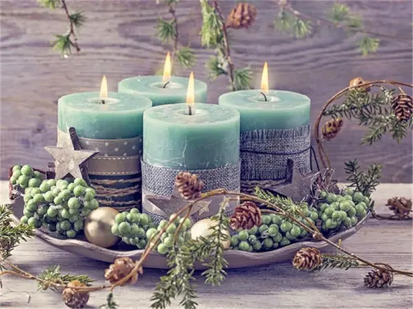 Teal Candle Centerpiece