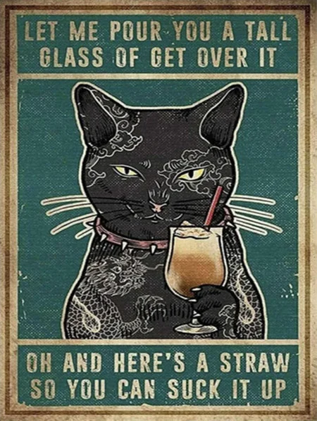 Tattooed Cat with Drink