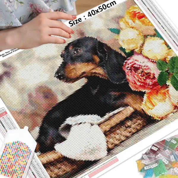 HUACAN Diamond Painting Kit – Dachshund Dog – photo 3