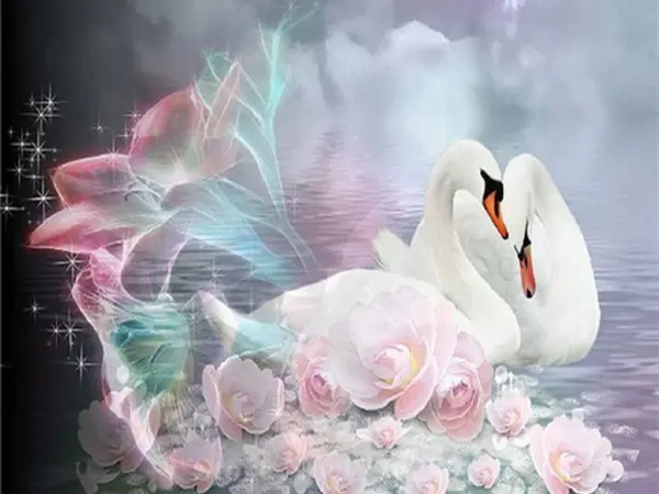 Fantasy Rose Swans