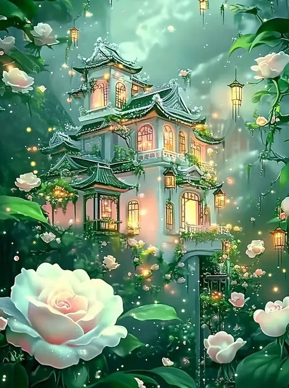 HUACAN Diamond Painting Kit – Rose Cottage – photo 2