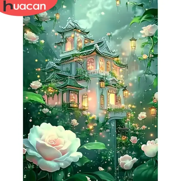 HUACAN Diamond Painting Kit – Rose Cottage