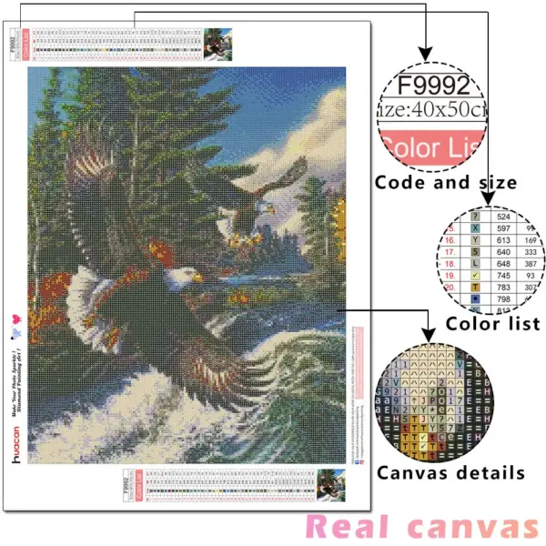 HUACAN Diamond Painting Kit – Eagle Portrait HUACAN Diamond Painting Kit – Eagle Portrait – photo 3
