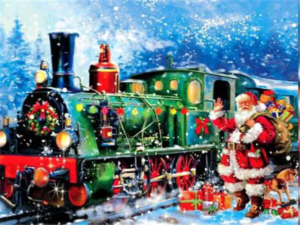 Papai Noel Acenando junto ao Trem