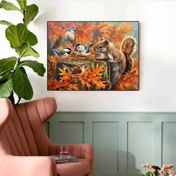 HUACAN Diamond Painting Kit – Autumn Squirrel Kit Pintura com Diamantes HUACAN – Esquilo de Outono – foto 4