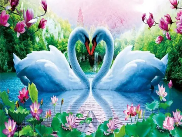 Magnolia Waterfall Swans