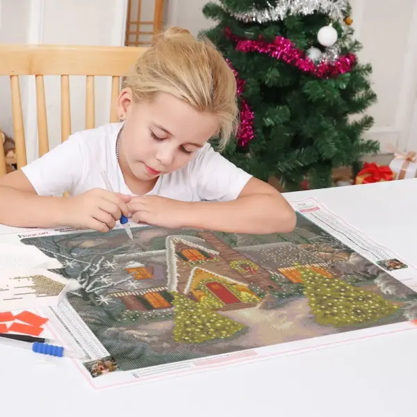 HUACAN Diamond Painting Kit – Winter Pine Forest – photo 4