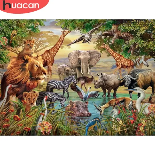 HUACAN Diamond Painting Kit – Safari Trio HUACAN Diamond Painting Kit – Safari Trio